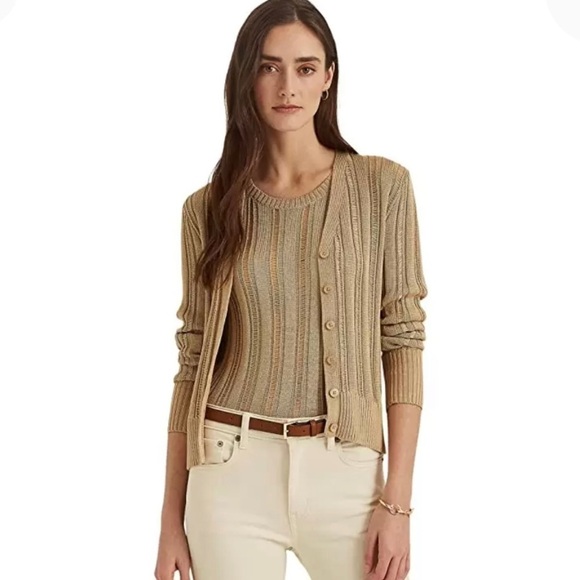 Ralph Lauren Pointelle Cardigan Sweater M - Picture 1 of 6